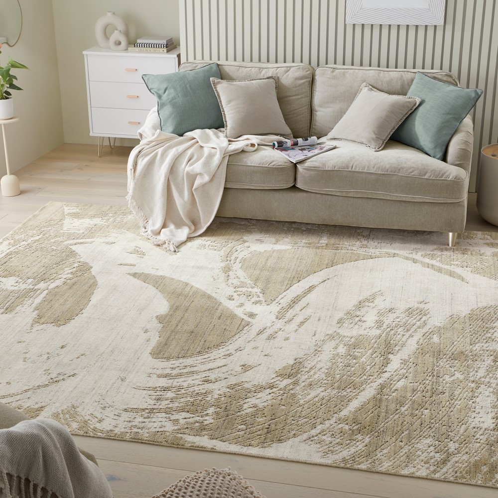 Dune DU155 Wave Wool Rugs by Concept Looms in Ivory Mink